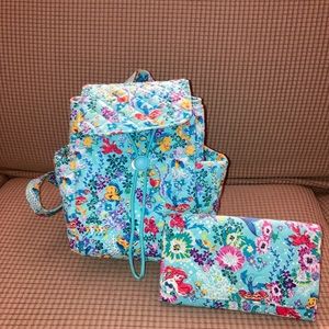Disney Vera Bradley Ariel mini backpack and fill wallet set